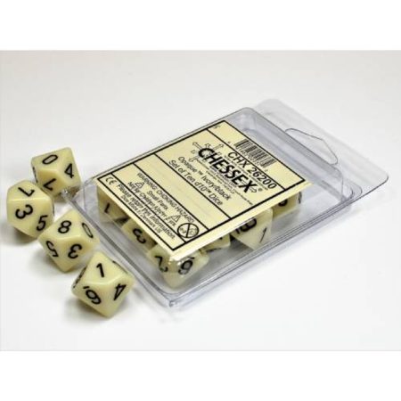 Kockice Chessex - Opaque - Ivory & Black - Dice Block 16mm (12) - Slika 1