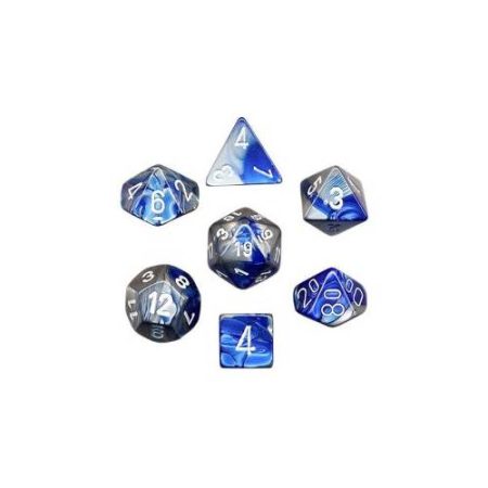 Kockice Chessex - Polyhedral - Gemini - Blue-Steel & White (7) - Slika 1