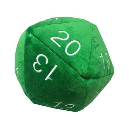 Jumbo D20 Novelty Dice Plush - Green with White - Slika 1